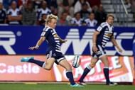 Stormers' Joe Pietersen (L) clears the ball during a Super 15 Rugby match on March 16, 2012